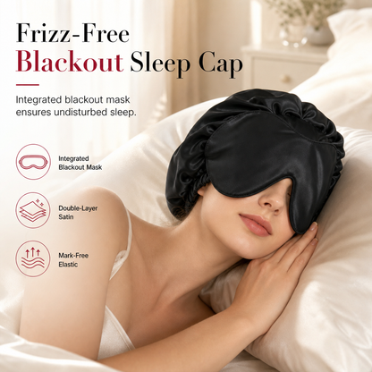 🔥 50% DE RÉDUCTION ! ✨Bonnet de nuit 2 en 1 en satin pour femme avec masque pour les yeux