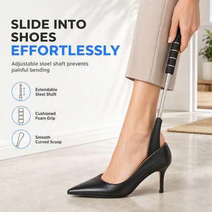 👟 50% DE RÉDUCTION! 🦯 Chausse-pied télescopique – Inox, long manche & pratique ✨