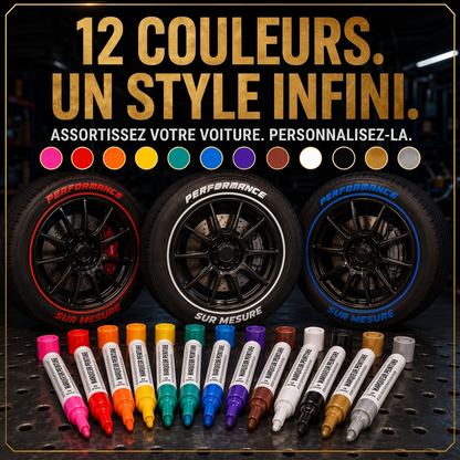 🛞🎨 Feutre de Peinture à l’Huile pour Pneus – Résistant à l’Eau, Multisurface et Disponible en 12 Couleurs