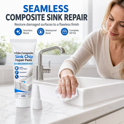 🔥 50% DE RÉDUCTION ! ✨Pâte de réparation pour éviers d'angle en composite blanc