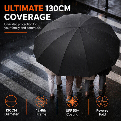 🔥 VENTE ÉCLAIR 🔥 Grand parasol pliable et résistant au vent – diamètre de 130 cm pour 4 personnes – armature en acier renforcée avec 12 baleines – UPF 50+ – 7 couleurs ! ☔✨