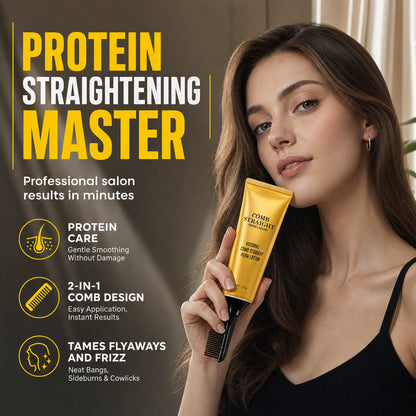 🔥 50% DE RÉDUCTION ! ✨Crème lissante aux protéines pour cheveux avec peigne de coiffage intégré
