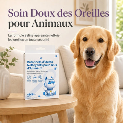 🔥-50% DE RÉDUCTION✨Cotons-tiges pour chiens et chats🐱🐶Nettoyage oreilles & yeux, doux pour la peau sensible