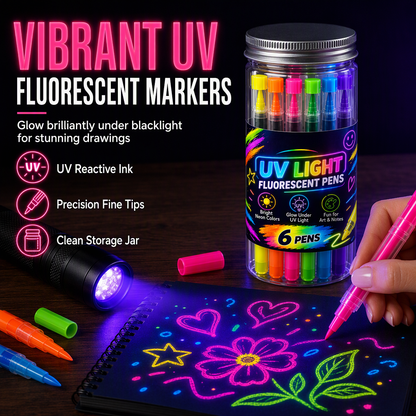 🔥 50% DE RÉDUCTION ! ✨Lot de 6 marqueurs fluo UV
