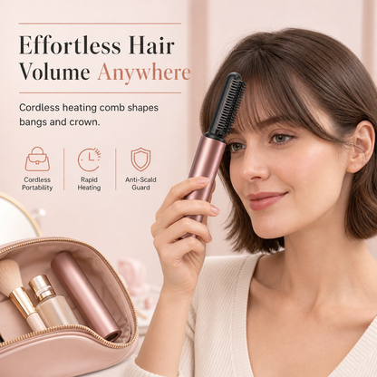 🏆 50 % DE RÉDUCTION EN CE MOMENT ! 💐Mini-brosse lissante sans fil chauffante, peigne coiffant portable et rechargeable pour la frange et pour donner du volume